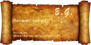 Berman Gergő névjegykártya